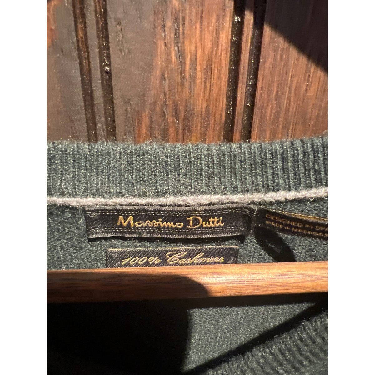 Massimo Dutti Mens Green Silk Cotton Cashmere V-Neck Sweater Size XL 22x28