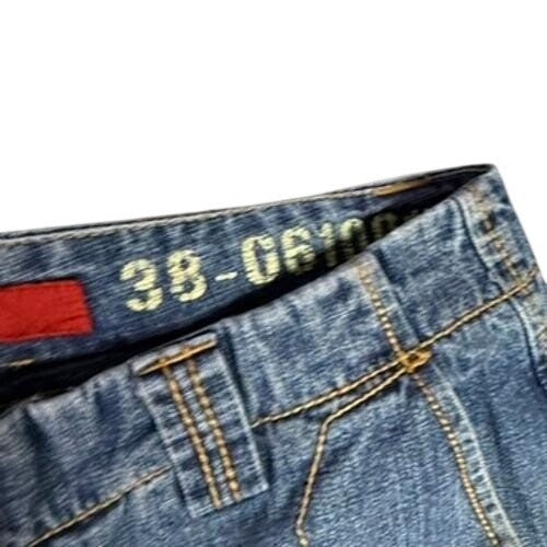 Girbaud Jeans Mens 38x30 Relaxed Fit Carpenter Cargo Denim Pants Yellow Logo