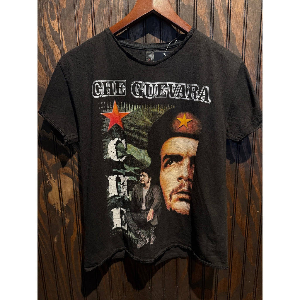 Che Guevara Graphic T-Shirt Black Raw Edge Distressed Streetwear Tee 18x24