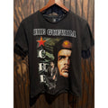 Che Guevara Graphic T-Shirt Black Raw Edge Distressed Streetwear Tee 18x24