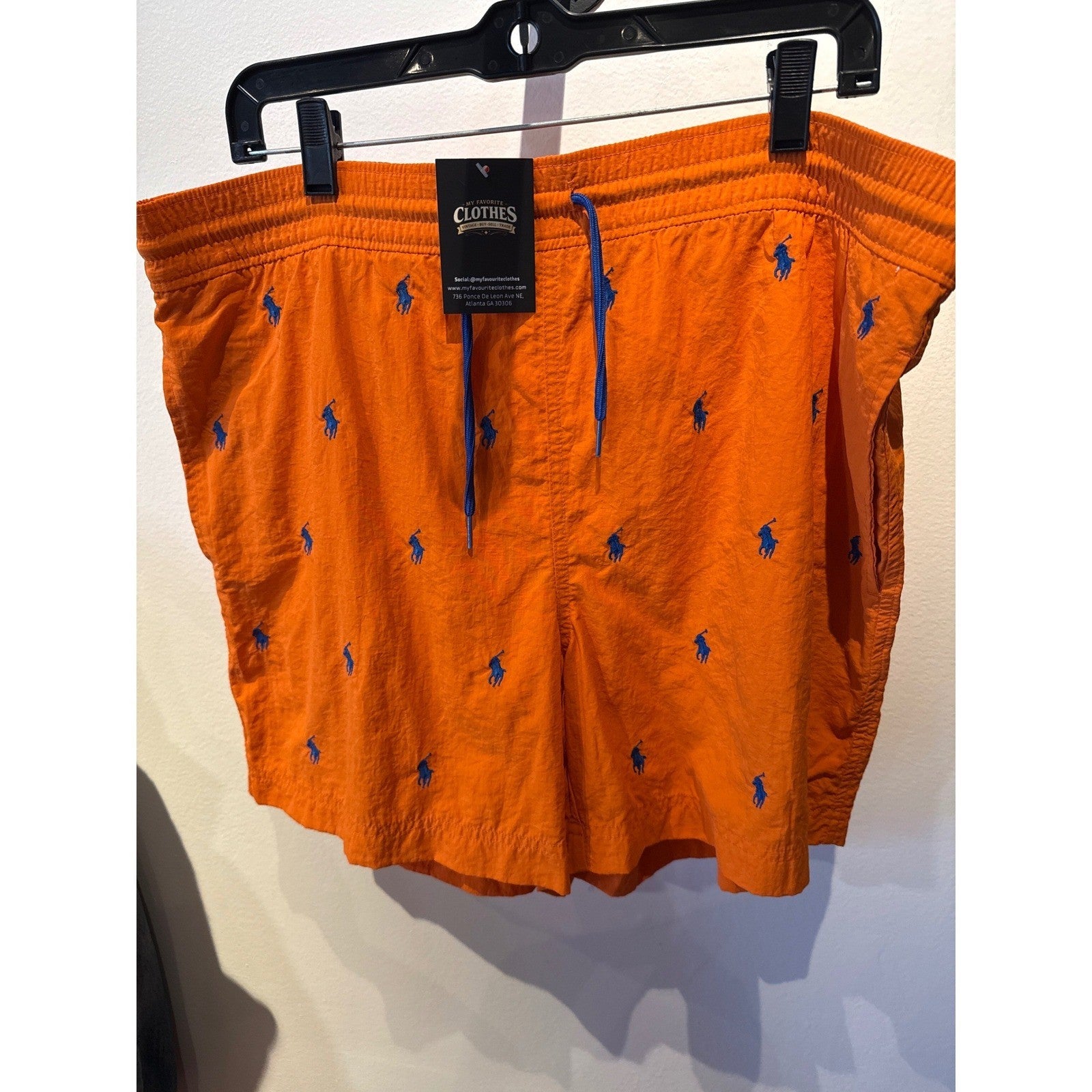 Polo Ralph Lauren Mens Orange Blue Pony Swim Trunks Board Shorts XL 38 Waist
