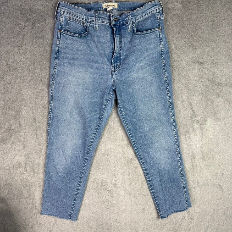 Madewell 10 Roadtripper Jeans Light Wash Distressed Raw Hem Size 30