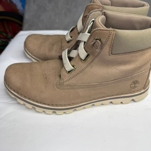 Timberland Women's Casual Lace Up Boots Tan Leather Mid Ankle Size 8.5