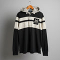 Polo Ralph Lauren Mens Custom Fit Rugby Hoodie Striped RLPC Crest Black White L
