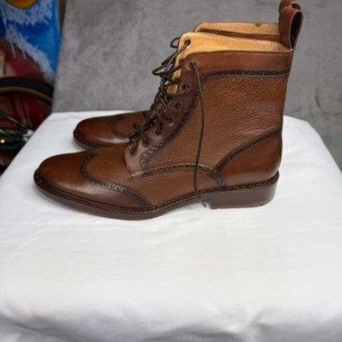 Alan Payne Genuine Leather Wingtip Lace Up Boots Mens Brown Size 9