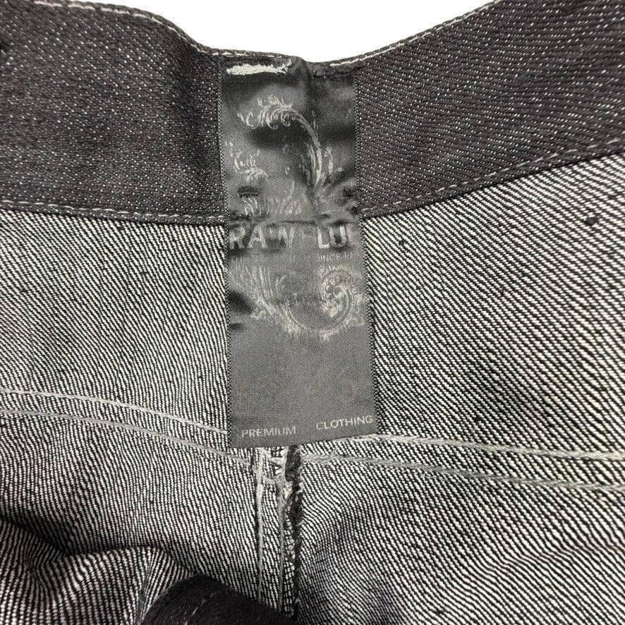 RAW LUCL Premium Clothing Mens Dark Wash Denim Jeans Embroidered Pockets 44x30