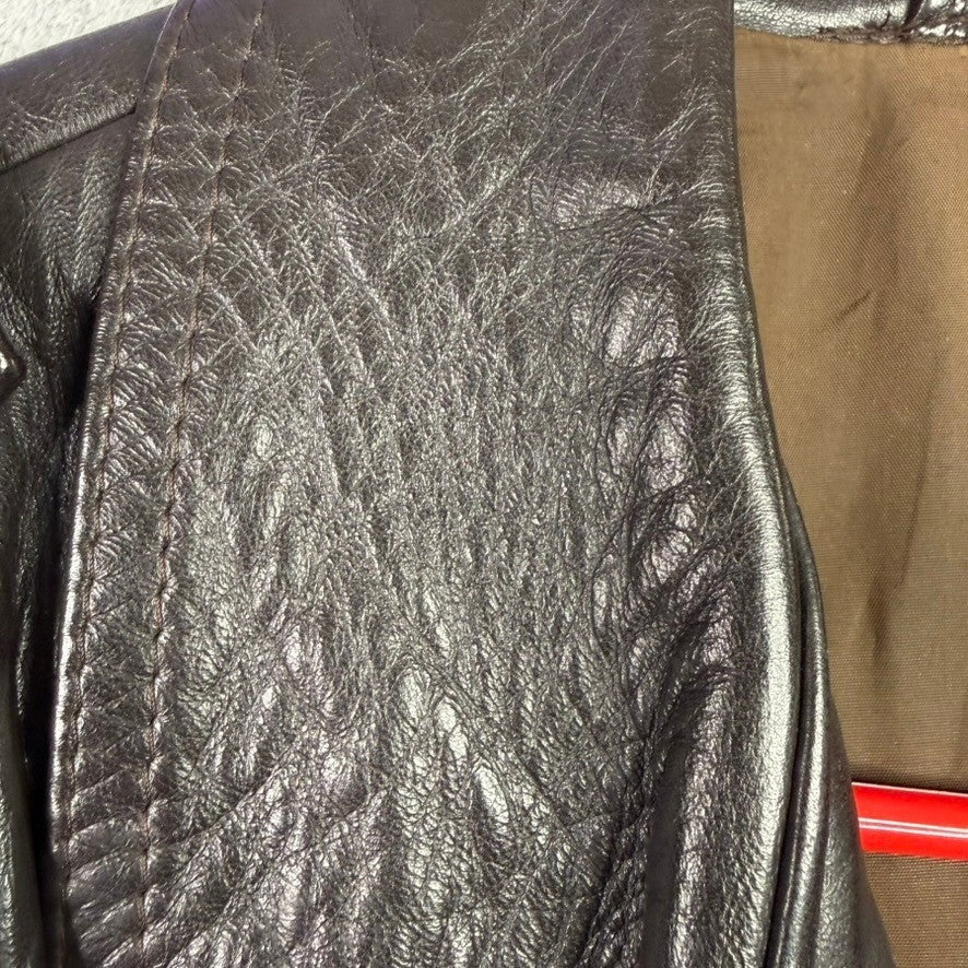 Vintage 90s CSL Suedes Black Leather Coat Mens L Distressed Genuine Leather