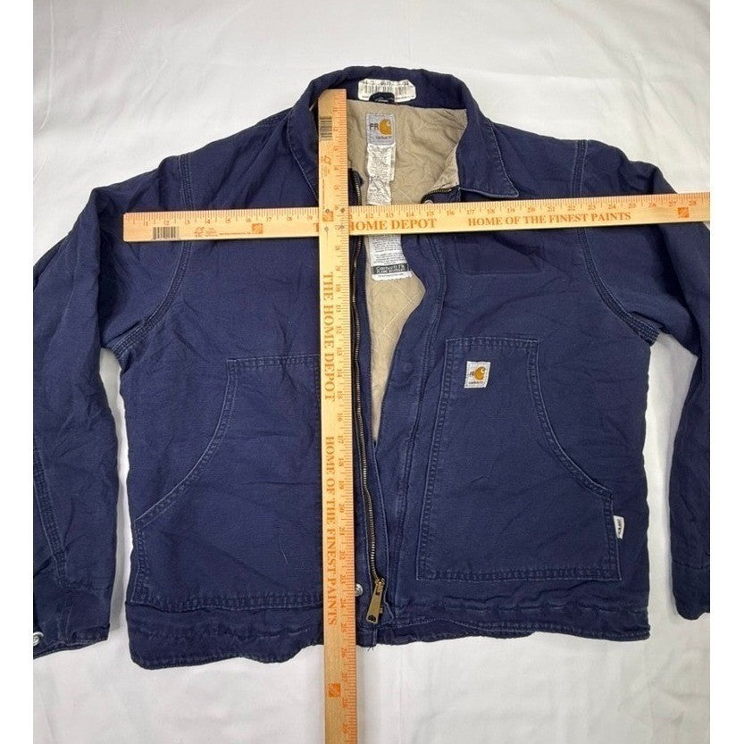 Carhartt FR Flame Resistant Work Jacket Navy Blue Quilted Lined Mens Size 44