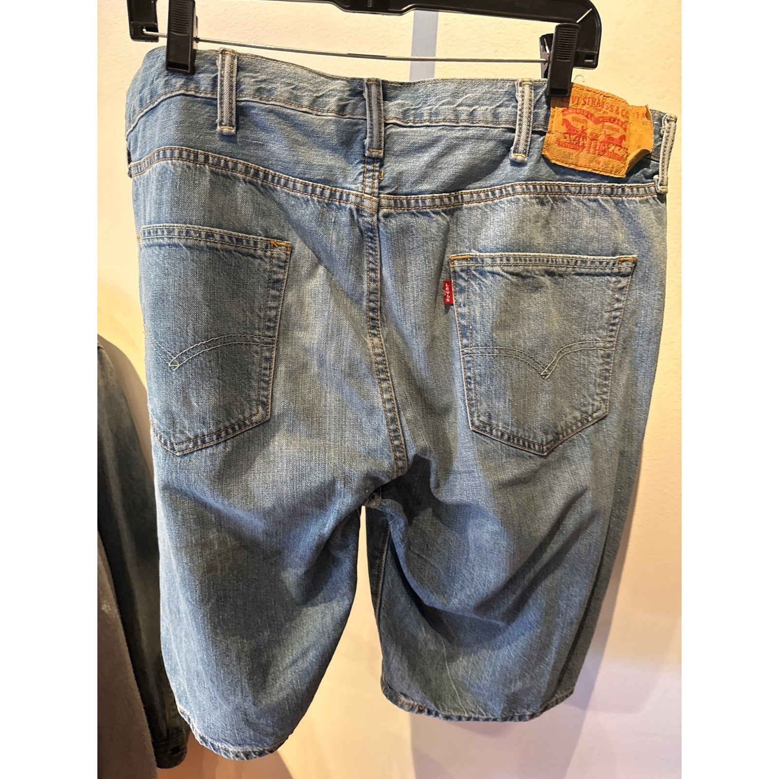 Mens Blue Denim Shorts Relaxed Fit Medium Wash Button Fly Size 48 Jorts