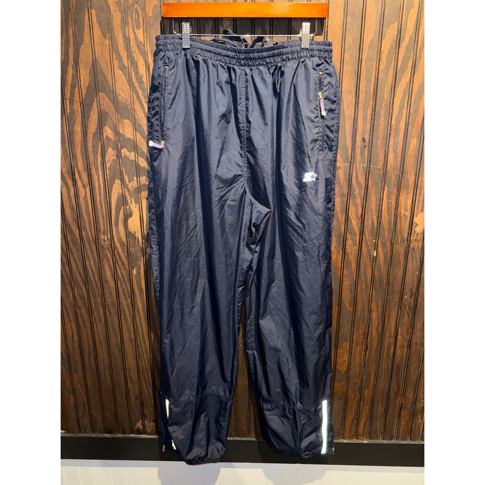 Vintage Starter Navy Blue Windbreaker Track Pants Nylon Reflective 90s Mens XL