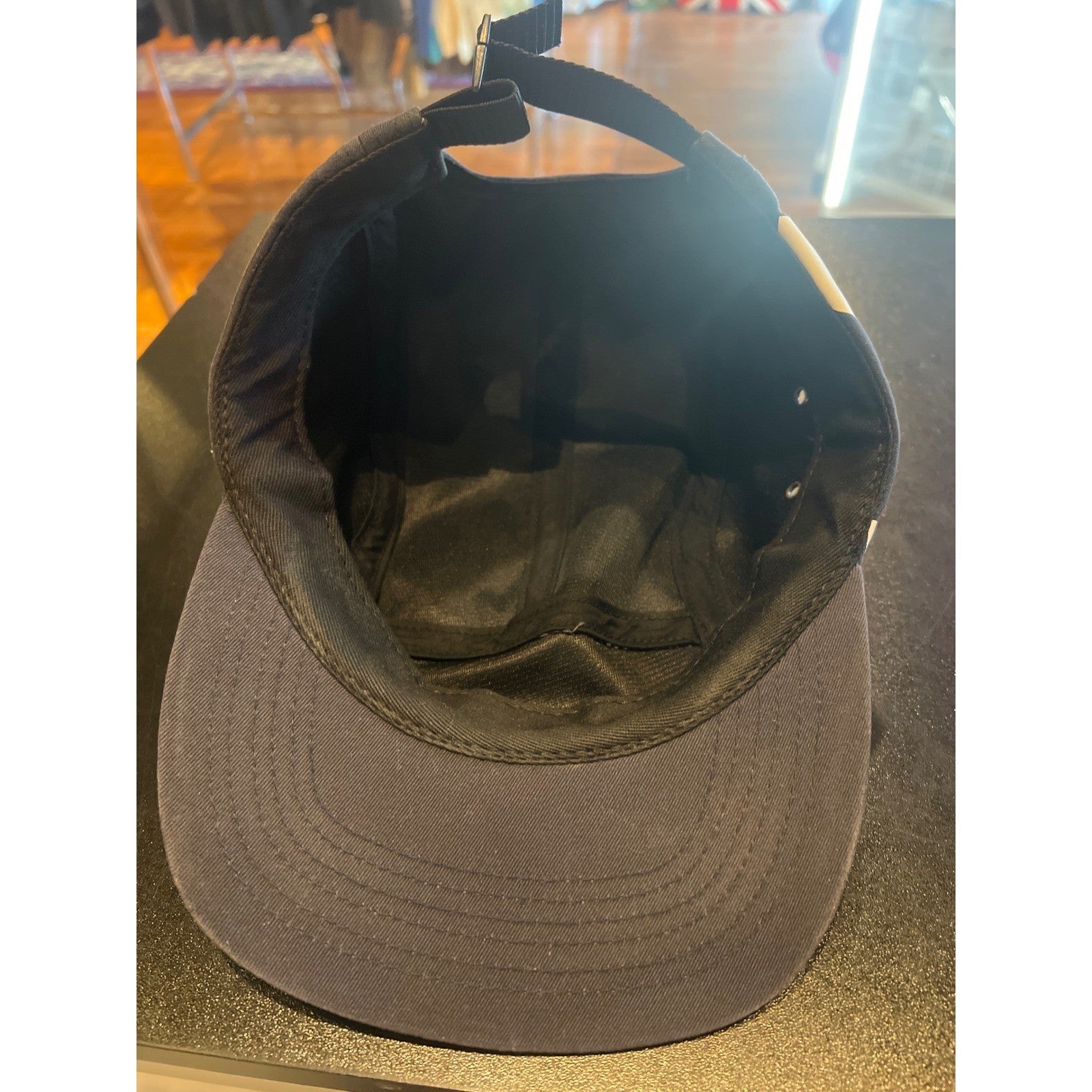Supreme Side Logo 5-Panel Camp Cap Navy Blue Adjustable Strapback Hat