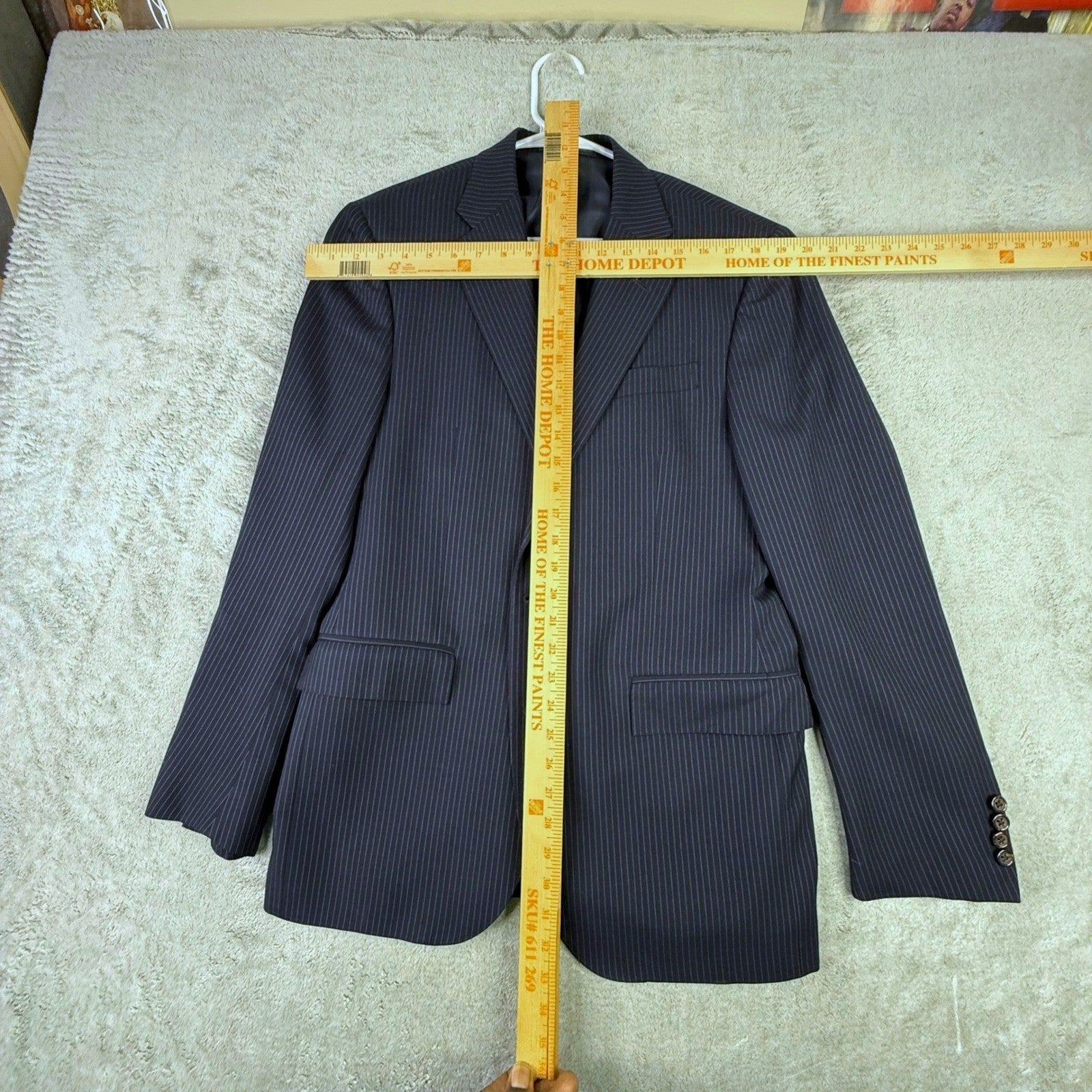 Polo Ralph Lauren Navy Blue Pinstripe Blazer Made in Italy Mens Two Button