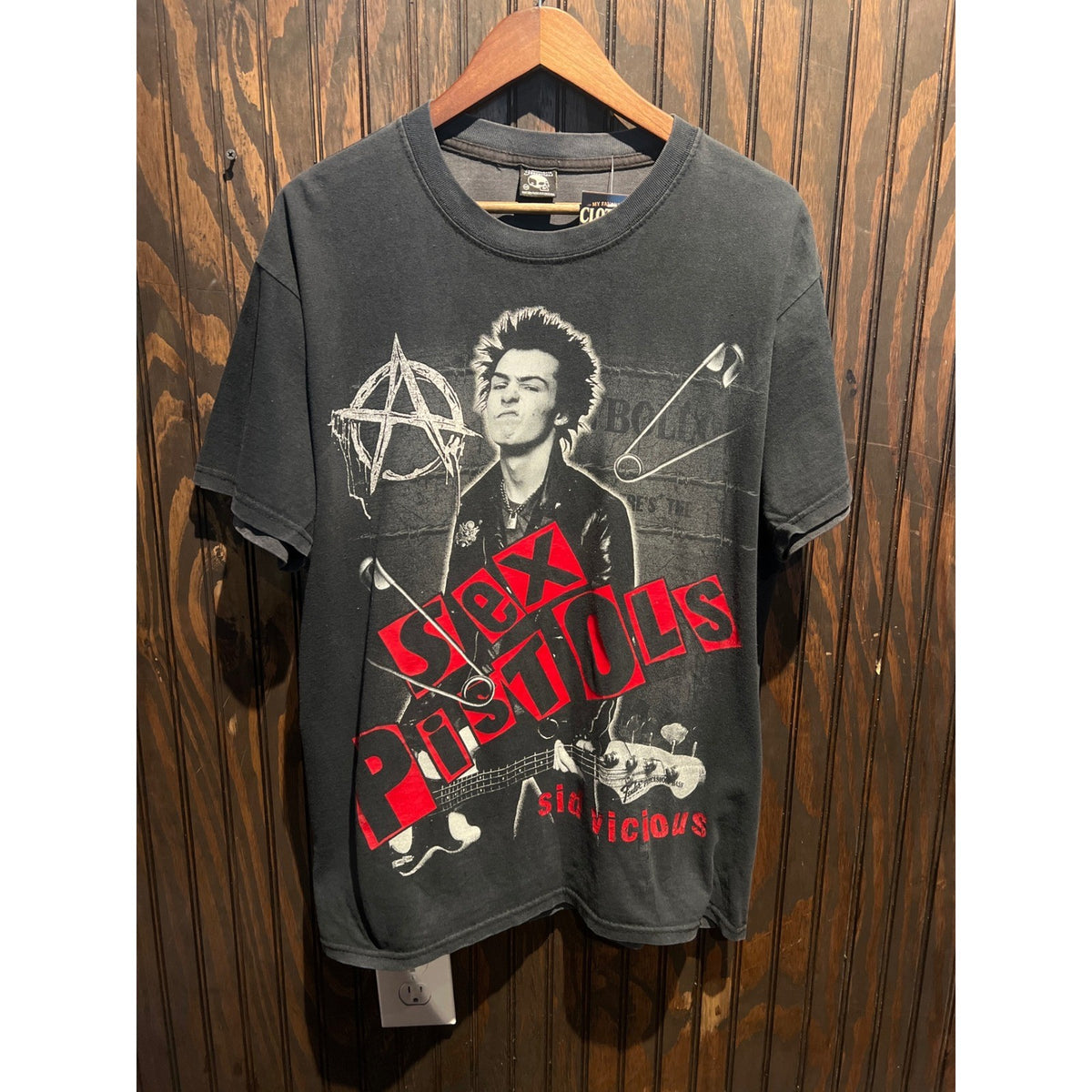 Sex Pistols Sid Vicious Graphic T-Shirt Faded Black Punk Rock Band Tee XL