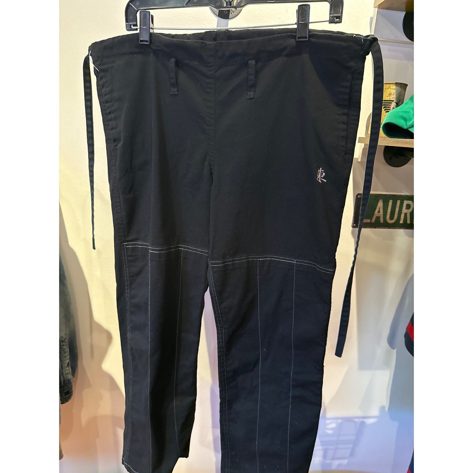 Fuji Sports Higashi Jiu Jitsu Pants Mens Large Black Cotton BJJ MMA Training