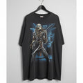 Vintage Style Heavy Metal Skeleton Guitarist Graphic Tee Faded Black Mens 2XL
