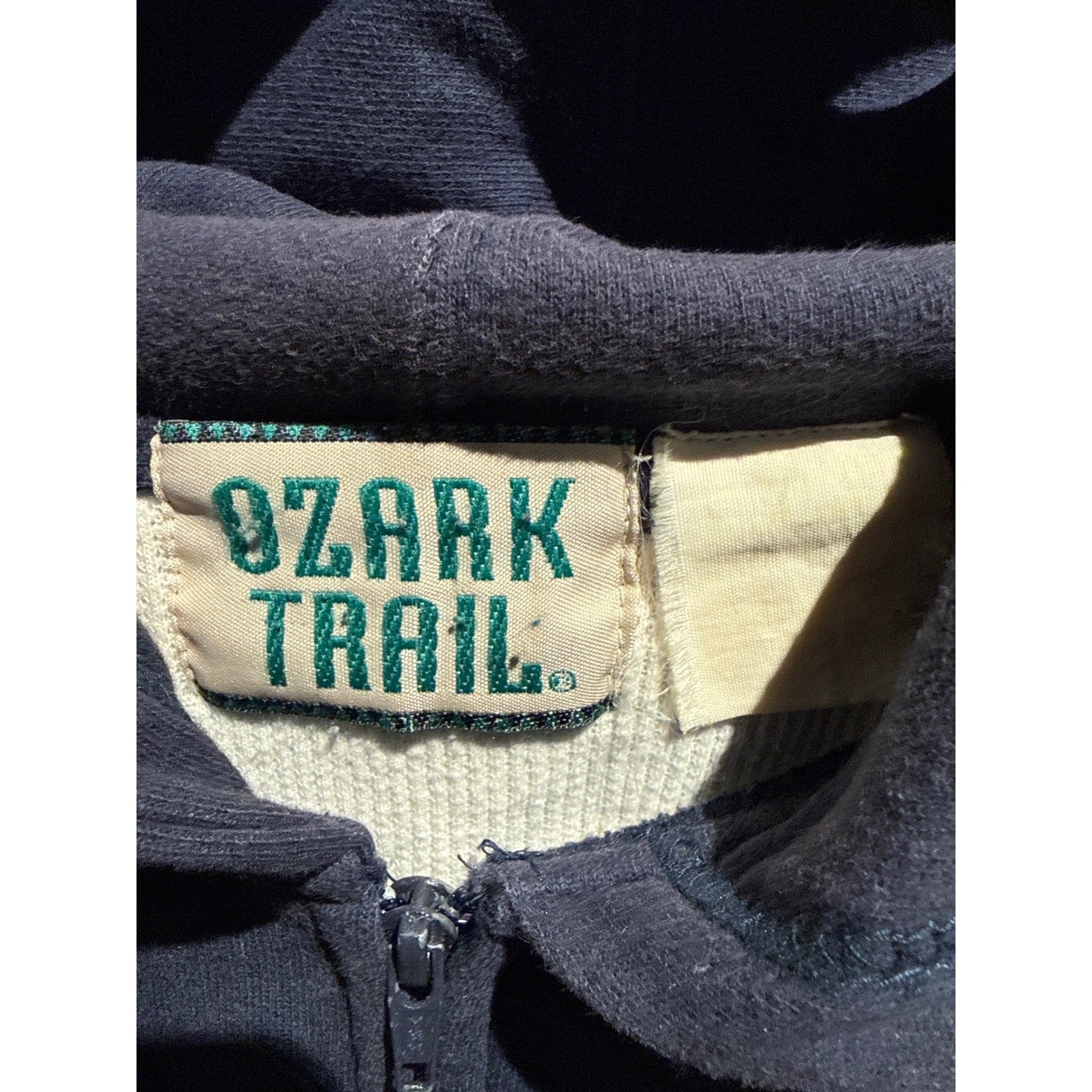 Ozark Trail Vintage Navy Blue Full Zip Thermal Lined Hoodie Mens XL 26x29