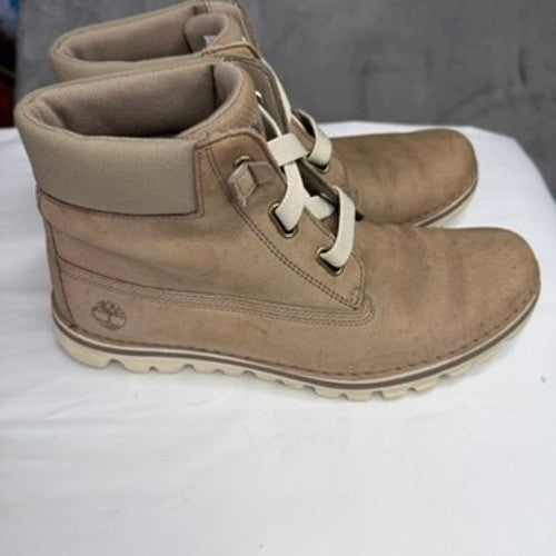 Timberland Women's Casual Lace Up Boots Tan Leather Mid Ankle Size 8.5