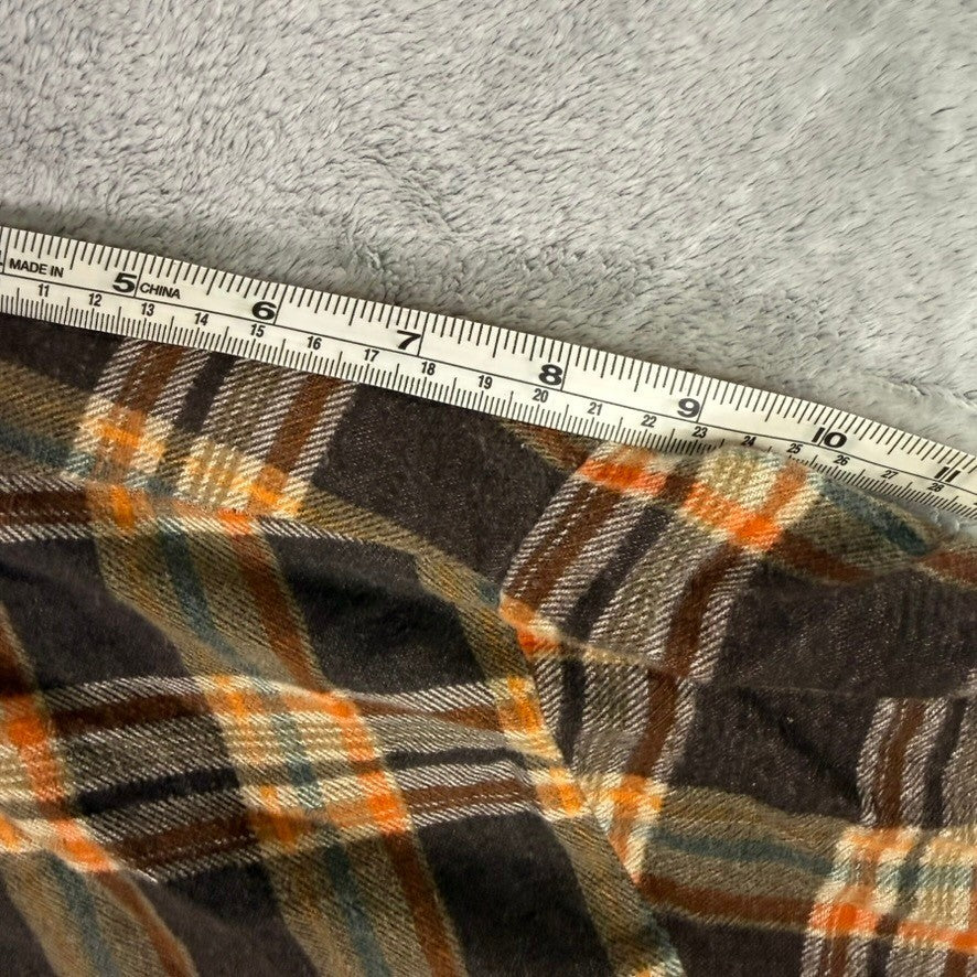 WOODLAND Plaid Flannel Lined Shirt Jacket Mens XL Brown Orange Green Long Sleeve