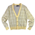 Vintage Gatsby USA Robert Bruce Yellow Argyle Knit Cardigan Sweater Mens Large