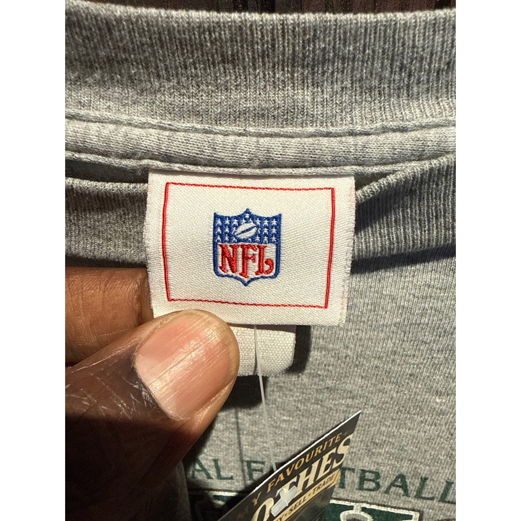 NFL New York Jets Long Sleeve Graphic T-Shirt Gray Mens XL 25x31 Vintage Style