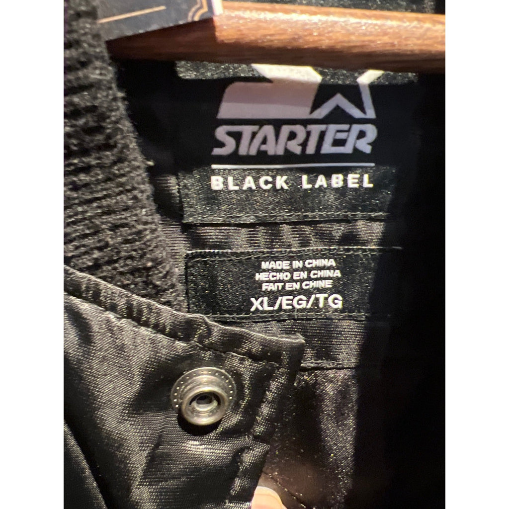Starter Black Label Oakland Raiders Satin Bomber Jacket Black NFL Mens XL