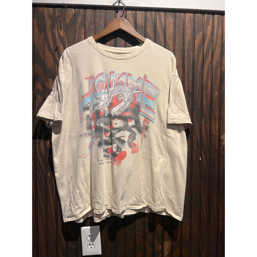 Homme Dragon Graphic Tee Off-White Cream Short Sleeve Streetwear T-Shirt