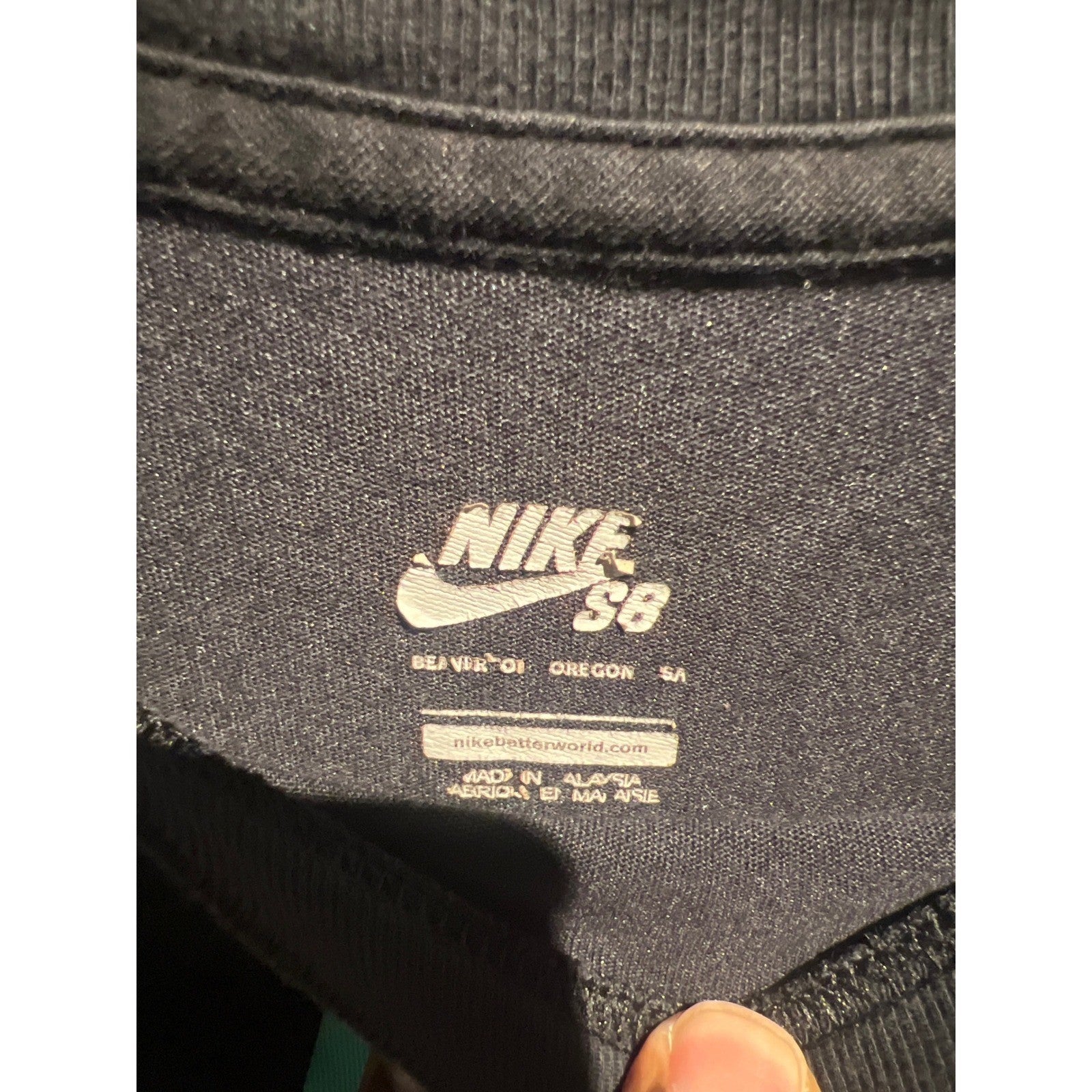 Nike SB Mens Graphic T-Shirt Black Teal Logo Skateboarding Crew Neck XL 25x28