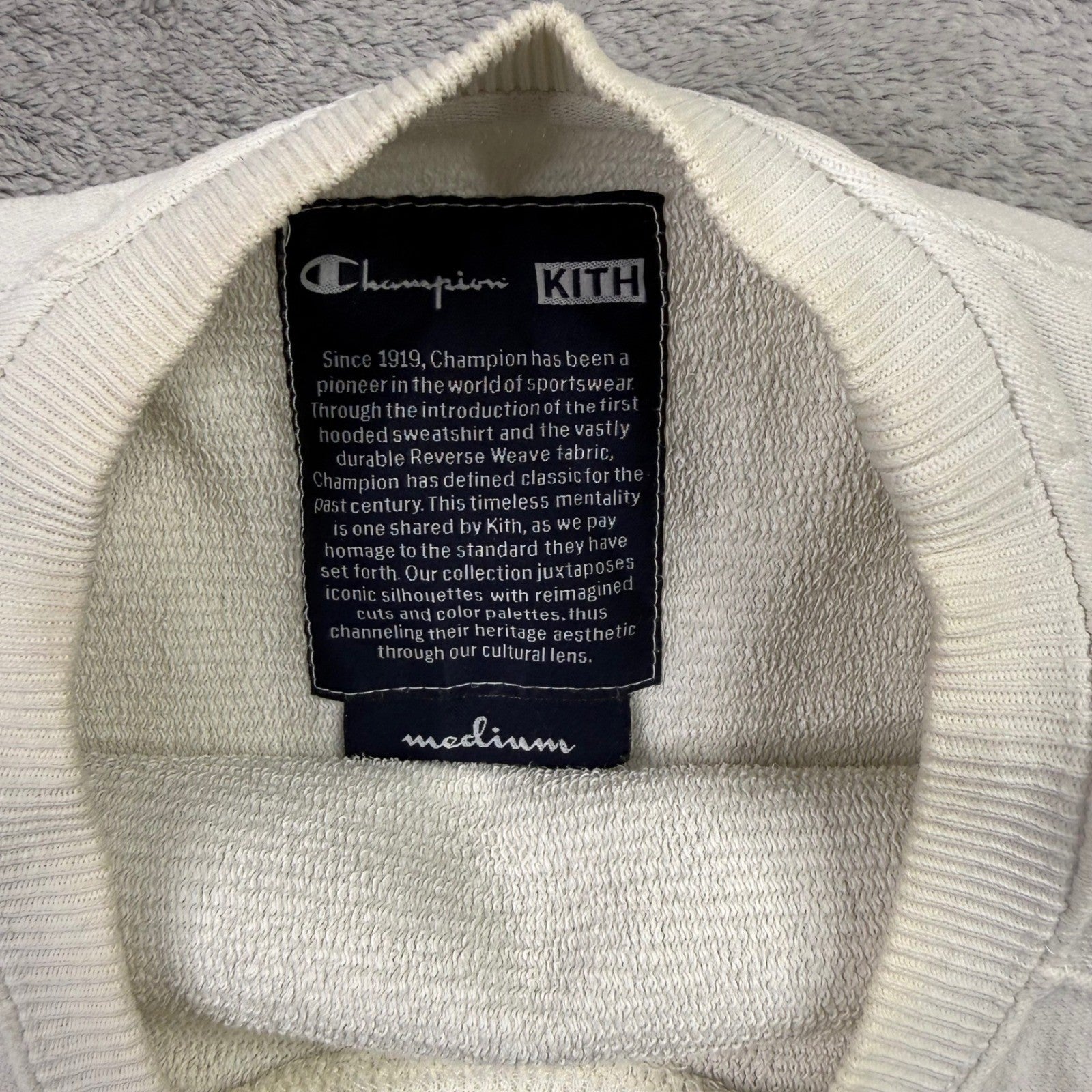 Kith Champion Rainbow Logo Crewneck Sweatshirt White Men's Size Medium