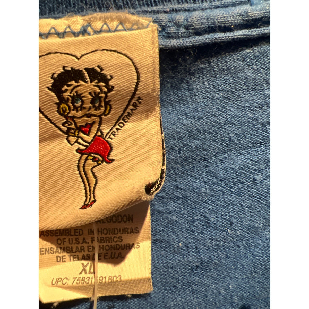 Vintage Betty Boop Thrashed Graphic Tee Blue Because I Said So Distressed Shirt