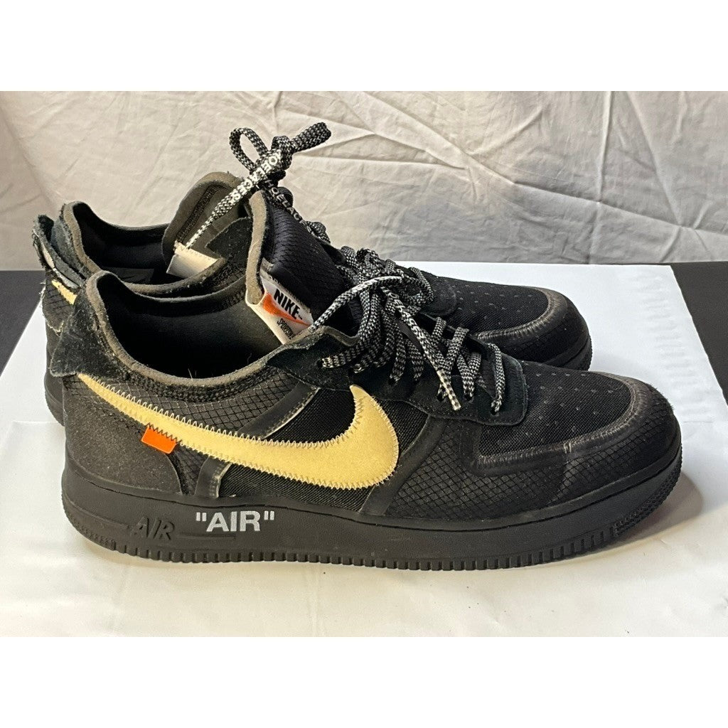 Nike Air Force 1 Low Off White Black Gold Sneakers DD1871 001 Mens Size 10