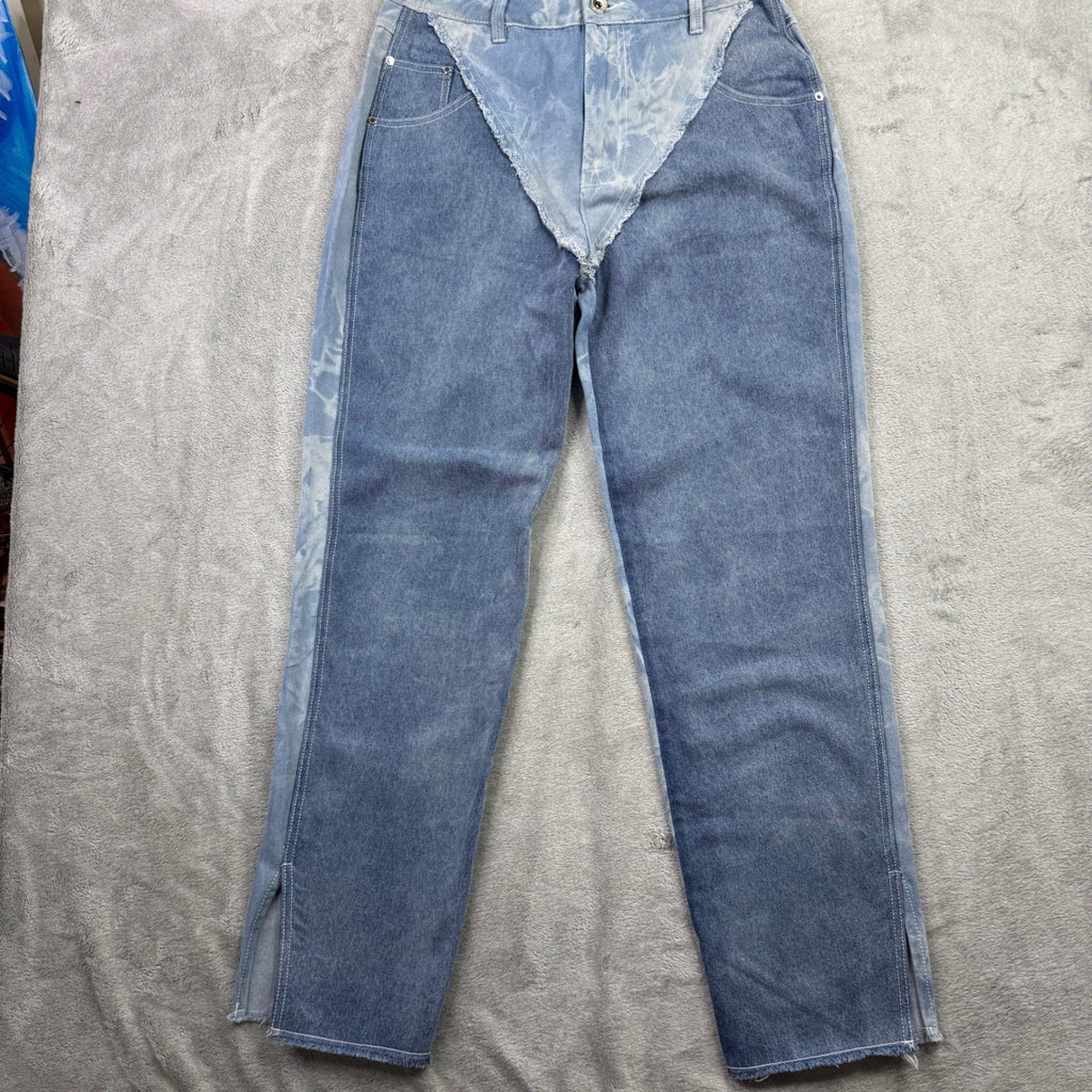 Manière De Voir Acid Wash Panel Denim Jeans – Y2K Streetwear