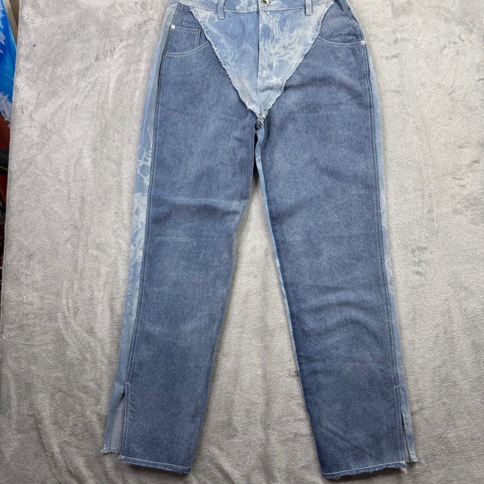 Manière De Voir Acid Wash Panel Denim Jeans – Y2K Streetwear