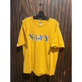 Gildan Ultra Cotton Mens US Navy Graphic T-Shirt Yellow Short Sleeve Large 28x21