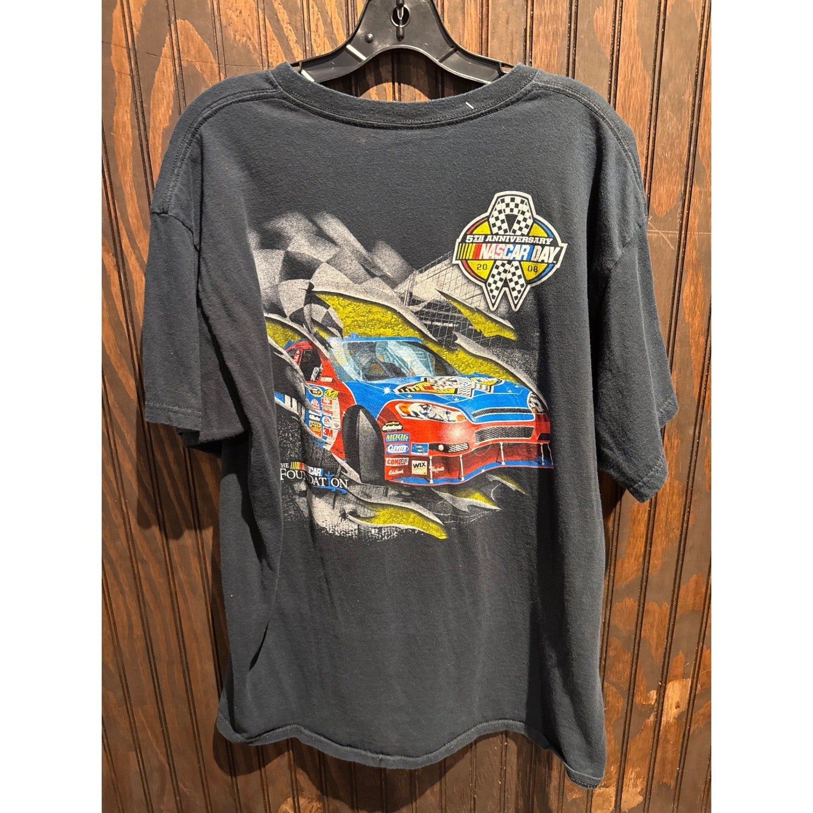 Gildan 2008 NASCAR Day 5th Anniversary Graphic T-Shirt Mens Black XL 22x30