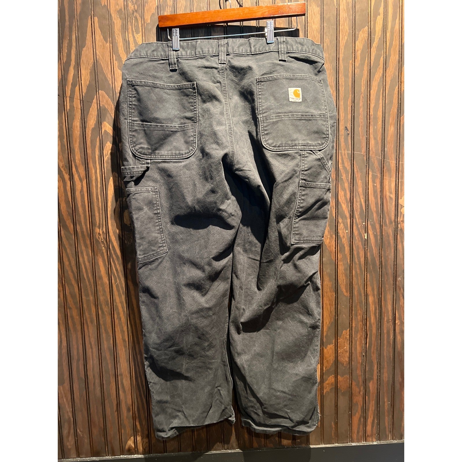 Carhartt Quilt Lined Work Pants Mens 40x30 Black Duck Canvas Workwear Carpenter