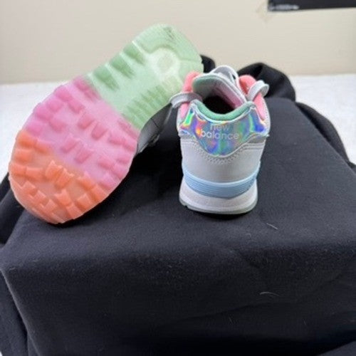 New Balance 574 Kids Shoes Size 2 Youth Gray Pink Green Holographic Accents