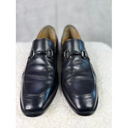Johnston Murphy Black Leather Mens Bit Loafer Dress Shoes Size 12 M