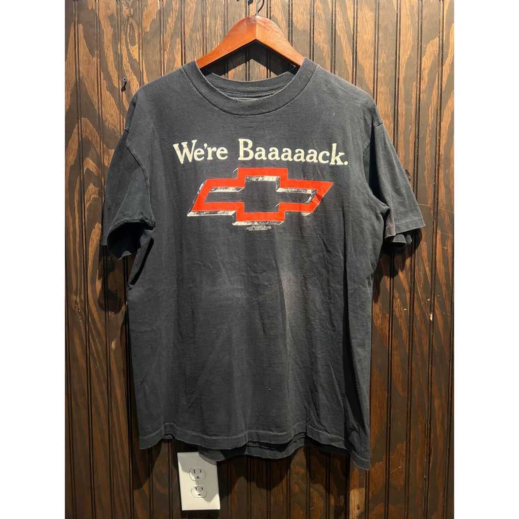 Vintage Chevrolet Kiss My Red Bowtie Graphic T-Shirt Faded Black Mens