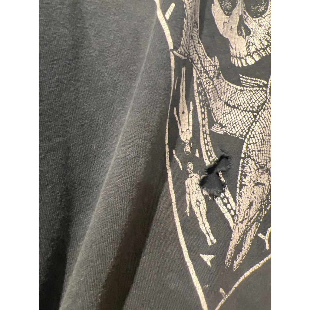 Vintage Spawn Till You Die Skull Fish Graphic T-Shirt Distressed Thrashed Black