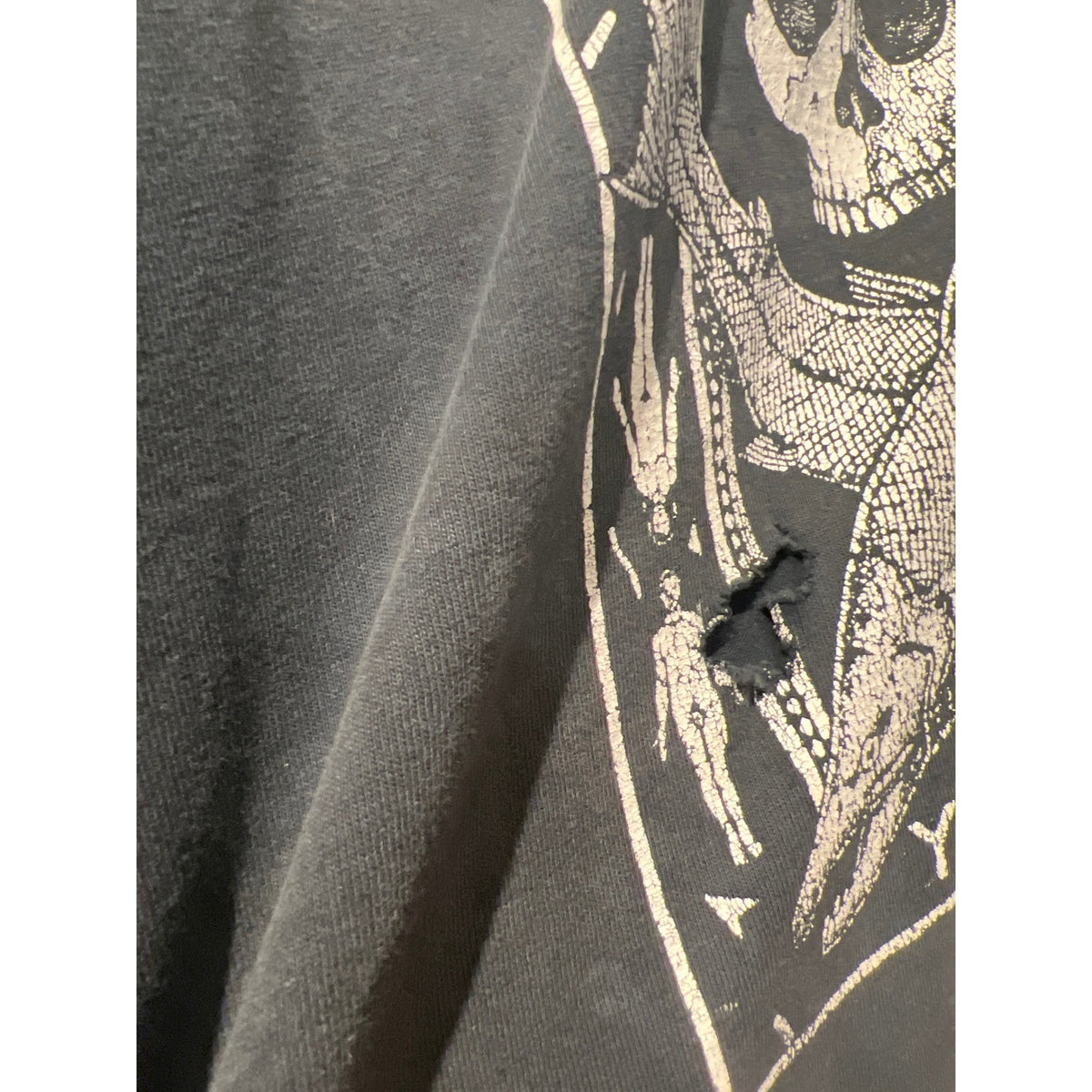 Vintage Spawn Till You Die Skull Fish Graphic T-Shirt Distressed Thrashed Black