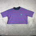 Quiksilver Mens Purple Blue Stripe Mock Neck Cropped T Shirt Size S
