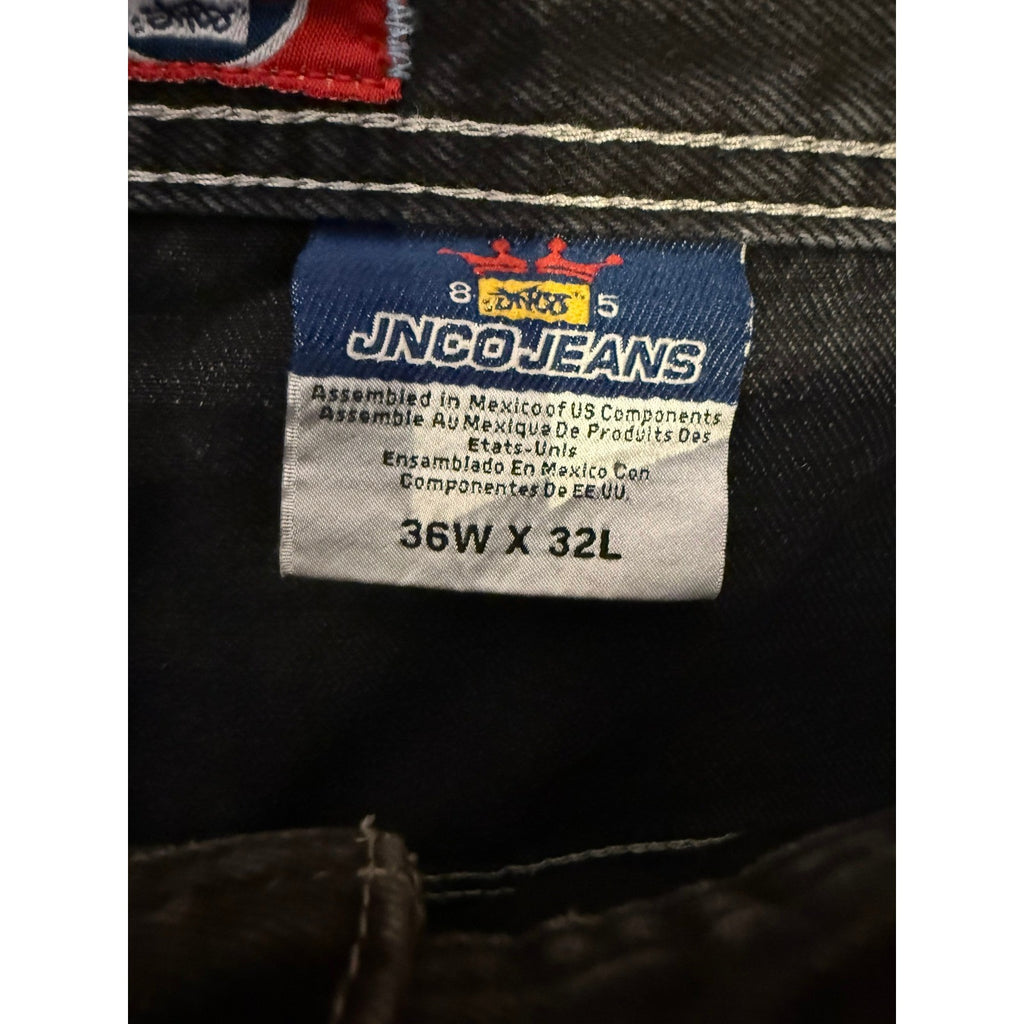 JNCO Jeans Mens 36x32 Faded Black Crown Wide Leg Baggy 90s Skate Denim Pants