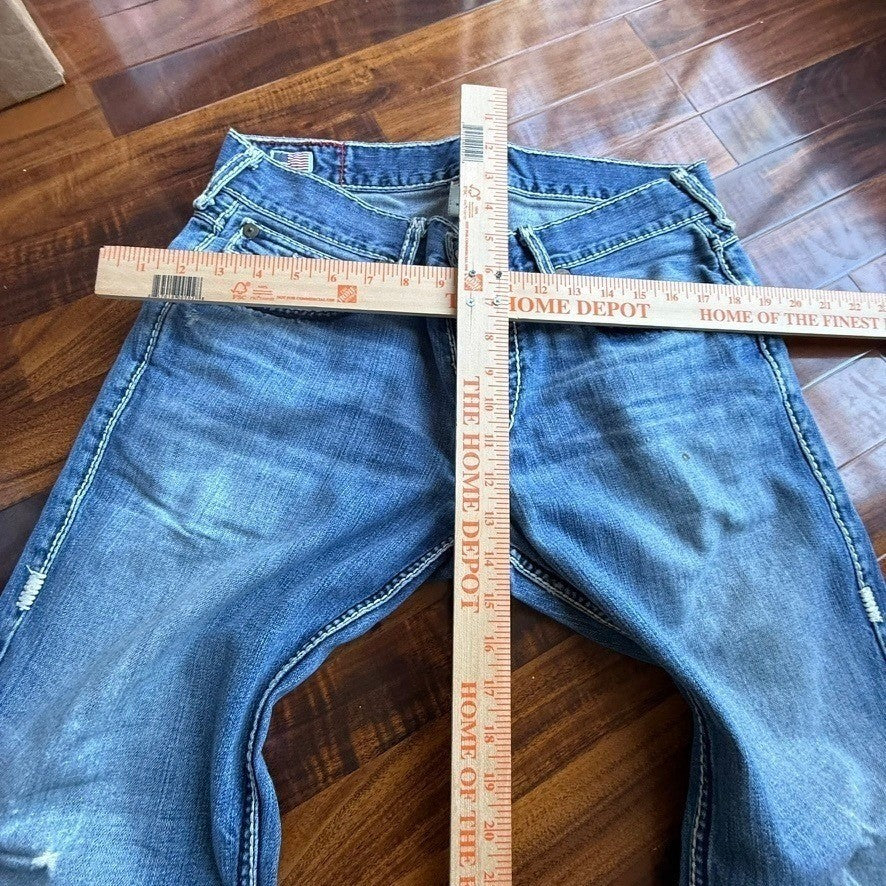 True Religion Joey Super T Flare Jeans Mens 33 Medium Wash Blue Made in USA