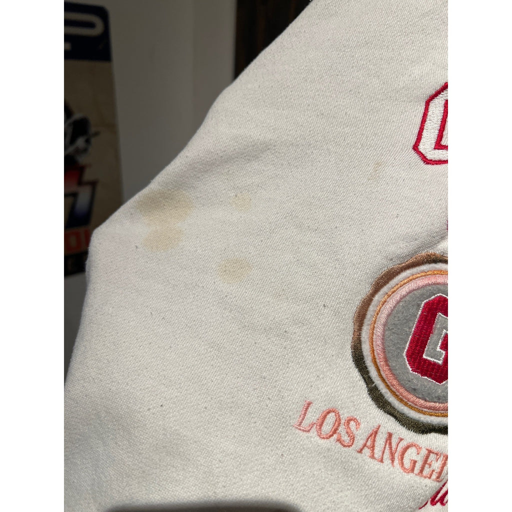 Vintage Guess USA Campus Activities Sweatshirt Cream Red Embroidered Large
