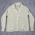 Sears Cream Cable Knit Button Front Cardigan Sweater Style 8608 Size L