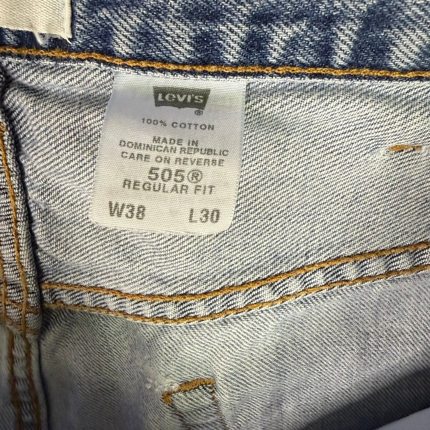 Levi's 505 Regular Fit Mens Jeans Light Wash Distressed Paint Splatter W38 L30