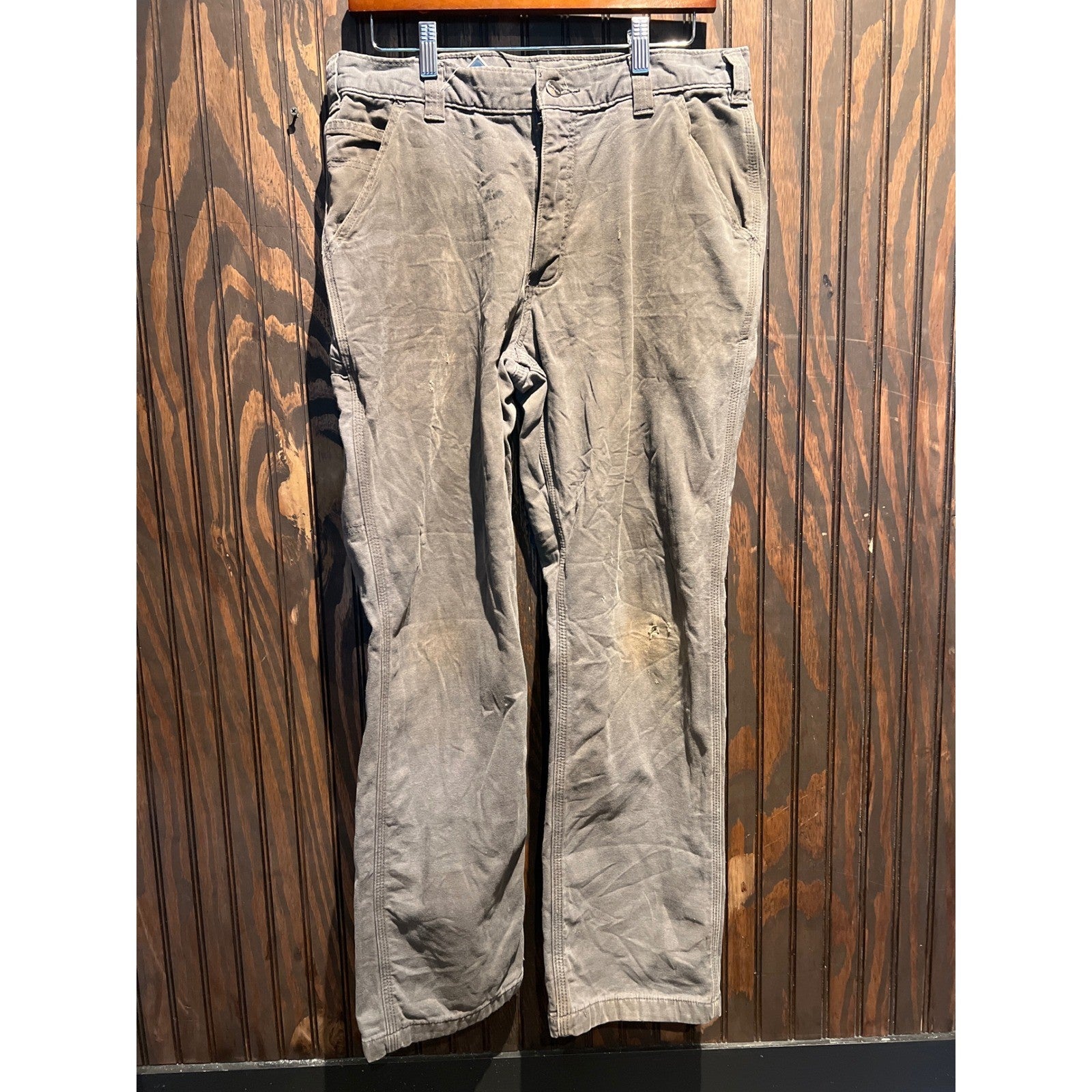 Carhartt Mens Relaxed Fit Carpenter Work Pants Faded Gray 32x27 Distressed