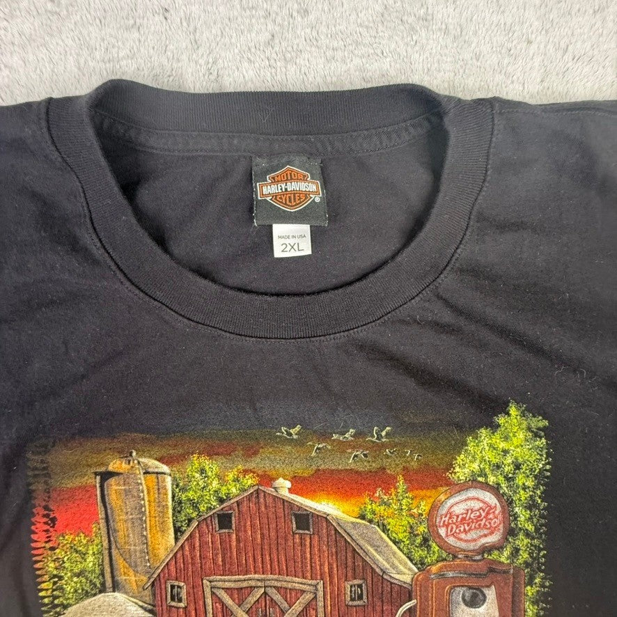 Harley Davidson Cycles Graphic T Shirt Men's 2XL Black Farm Motorcycle Gas Pump