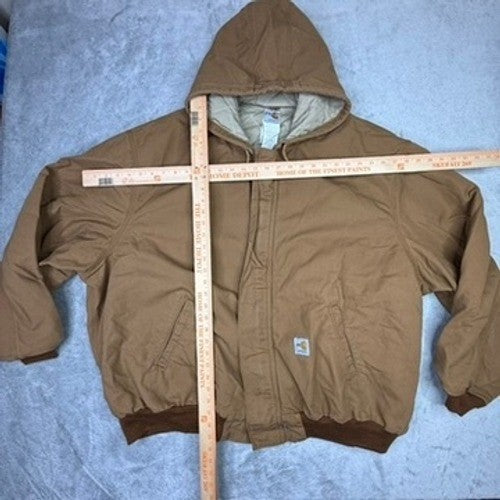 Carhartt Mens Washed Duck Insulated Sherpa Lined Hooded Jacket Brown Size XXLT