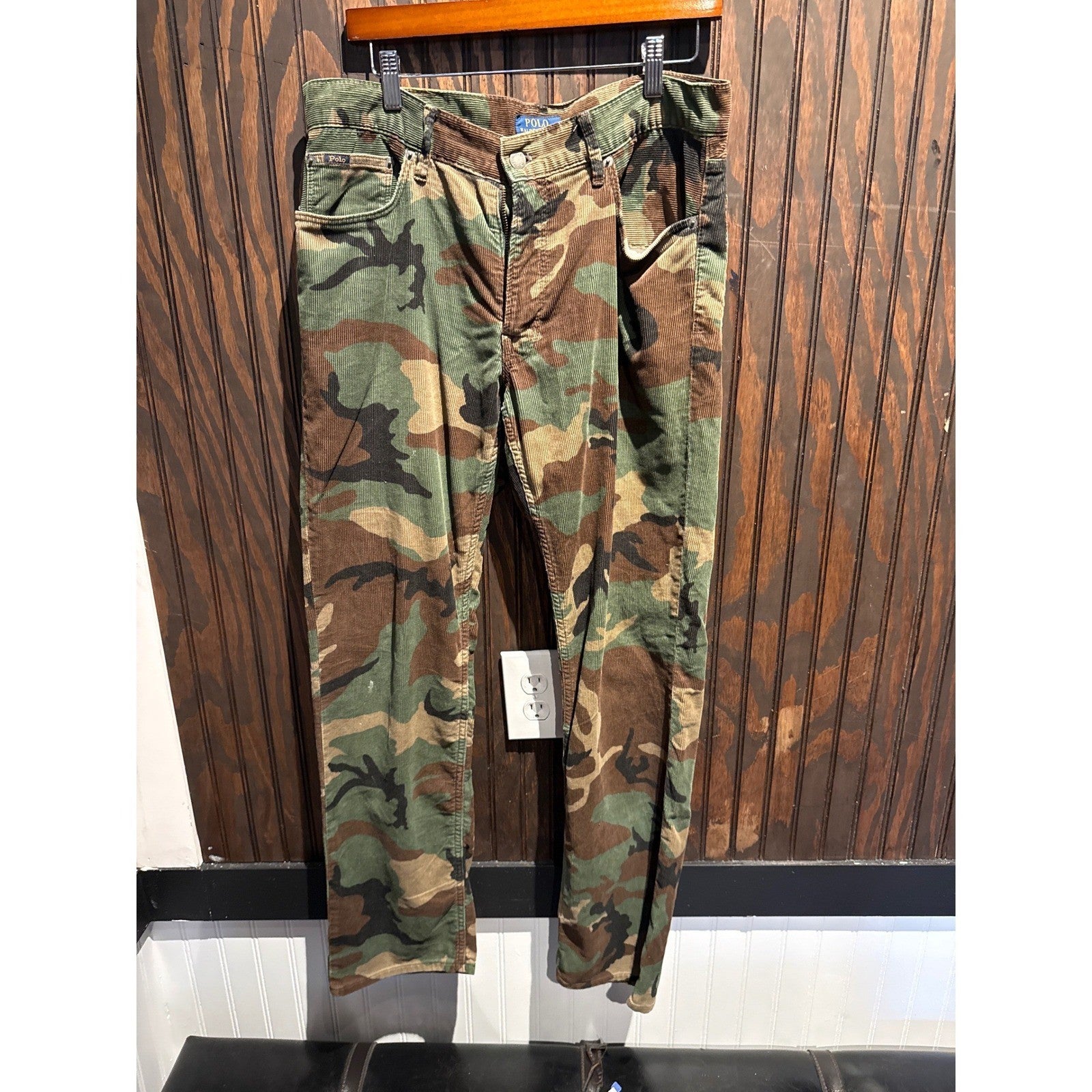 Polo Ralph Lauren Men Camo Corduroy Pants Woodland Camouflage Straight Leg 5-Pkt